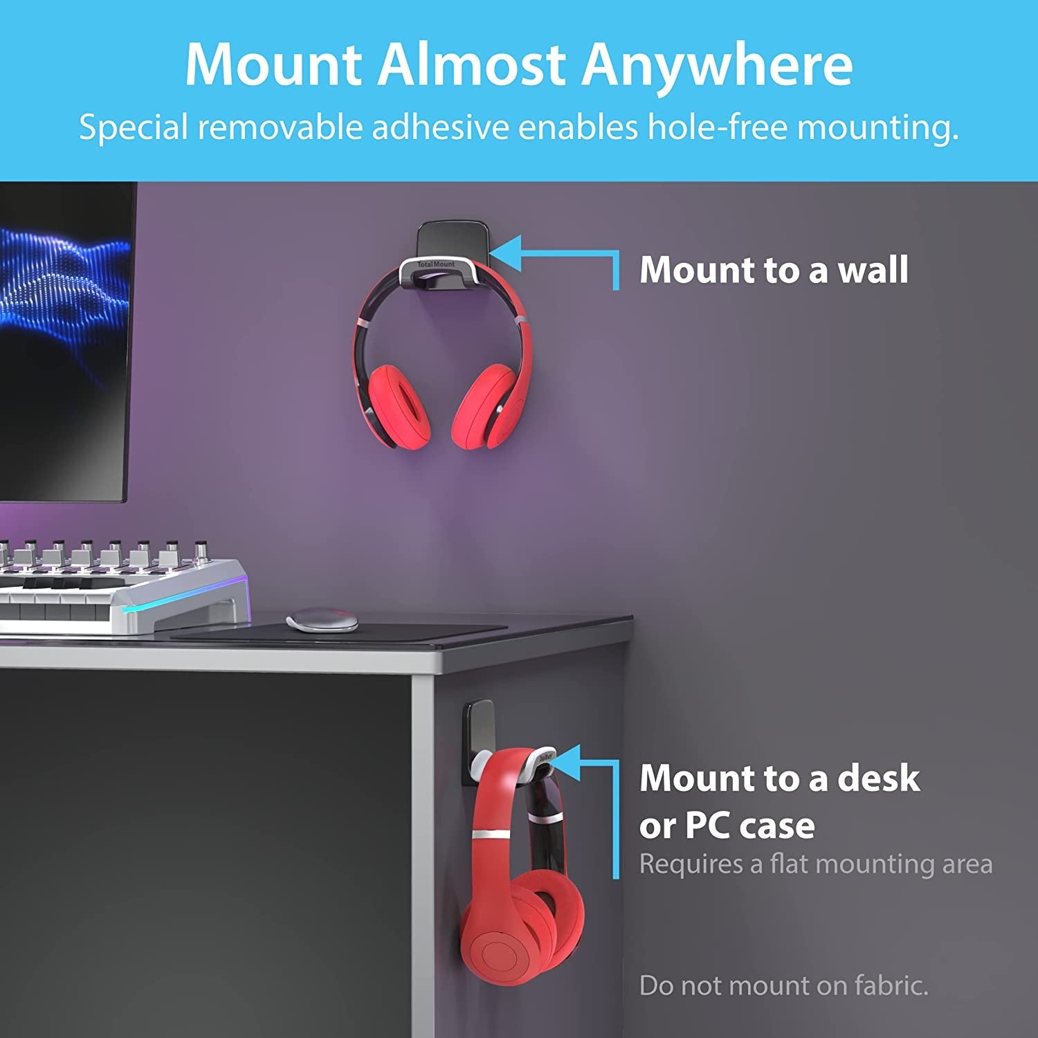 Headphone Hanger Removable Adhesive