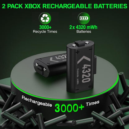 Controller Charging Station with 2 x 4320Mwh Rechargeable Battery Packs for Xbox Series