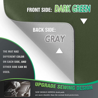 Desk Mat, Blotter, Dual-Sided Office Desk Pad, Waterproof Desk Mat for Desktop, Desk Blotters, PU Leather Pad Protector (31.5" X 15.7", Dark Green)