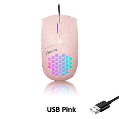 Wired RGB Backlit Honeycomb Shell Gaming Mouse