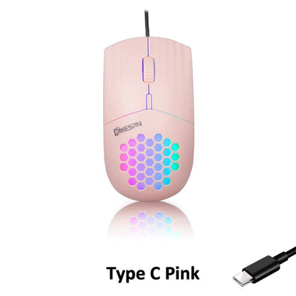 Wired RGB Backlit Honeycomb Shell Gaming Mouse